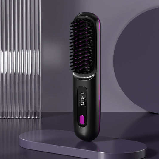 LCD USB Charging Ceramic Heating Electric Portable Straight Comb - Diphoria