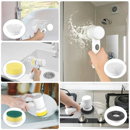 Electric Spin Scrubber – 5-in-1 Rechargeable Power Cleaning Brush