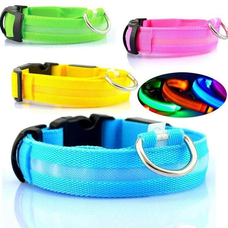 Nylon LED Pet Dog Luminous Collar Night Safety Flashing Glow in Dark Dog Cat Leash Adjustable Pet Supplies - Diphoria