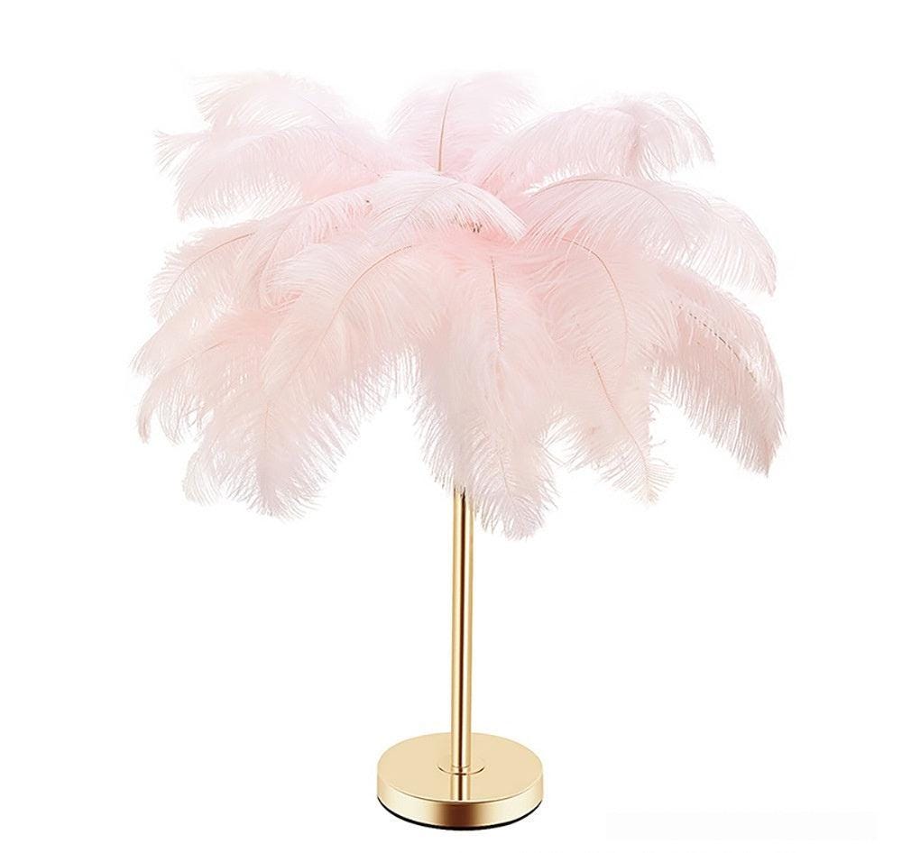 Natural Ostrich Feather Usb Charging Night Lamp Atmosphere Girls Bedroom Cozy True Feathers - Diphoria